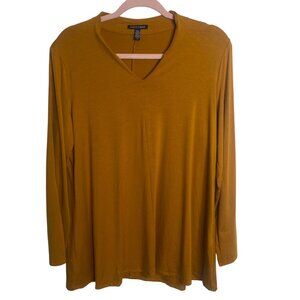 Eileen Fisher Tunic Top Womens L Long Sleeves‎ V-Neck Minimalist Capsule